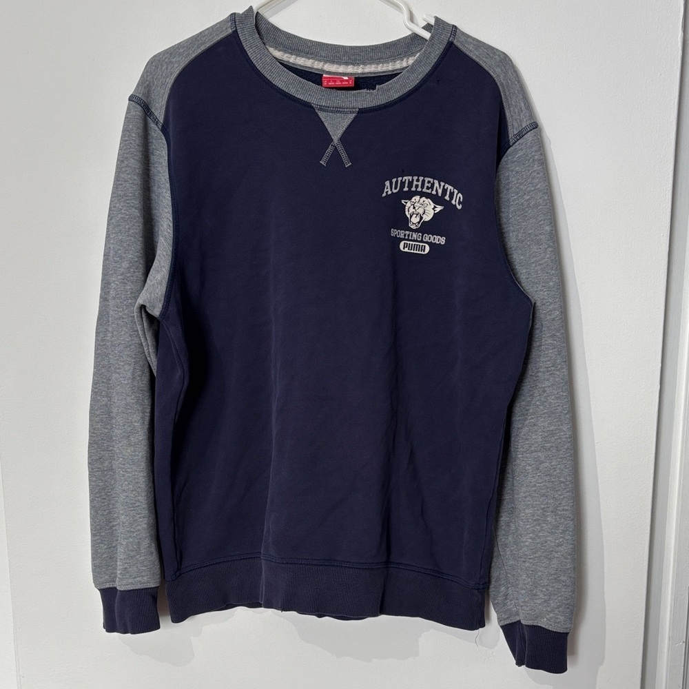 Puma Authentic Navy and Gray Crewneck Sweater